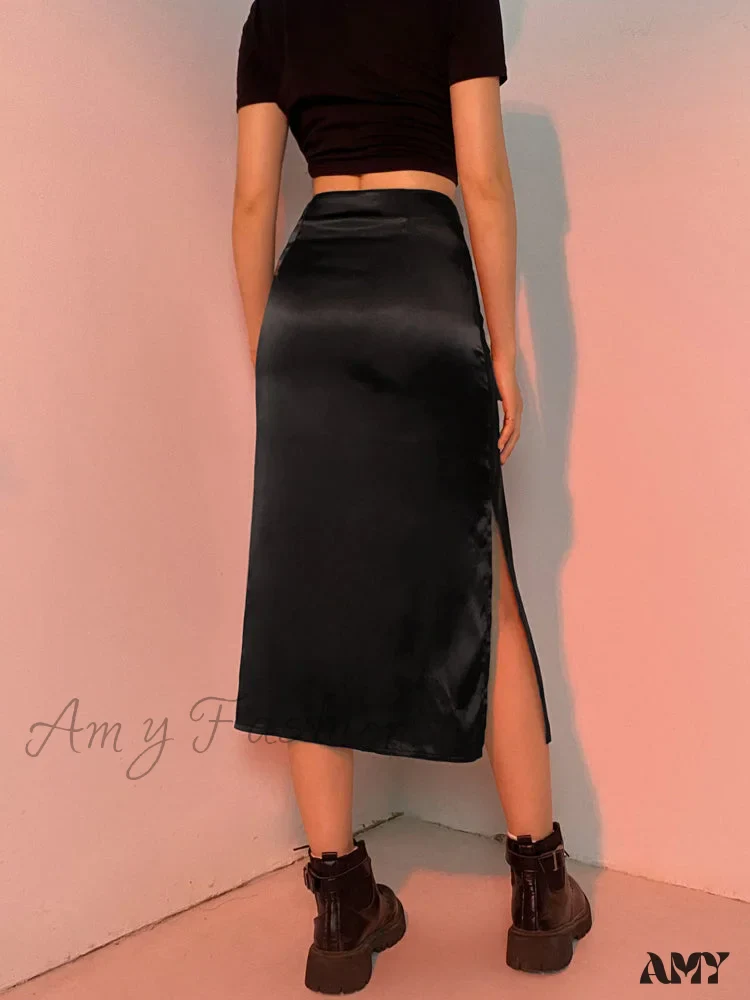 Amy Fashion - Vintage Brown High Waist Skirt - Image 3