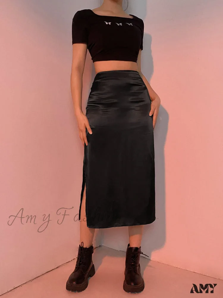 Amy Fashion - Vintage Brown High Waist Skirt - Image 6