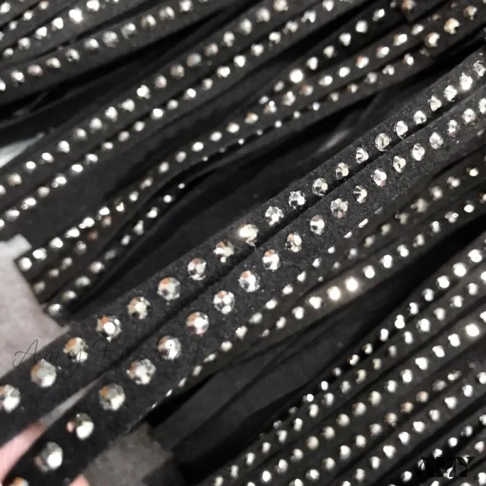 Amy Fashion - Rhinestones Tassel  High Waist Belt Skirt - Image 4