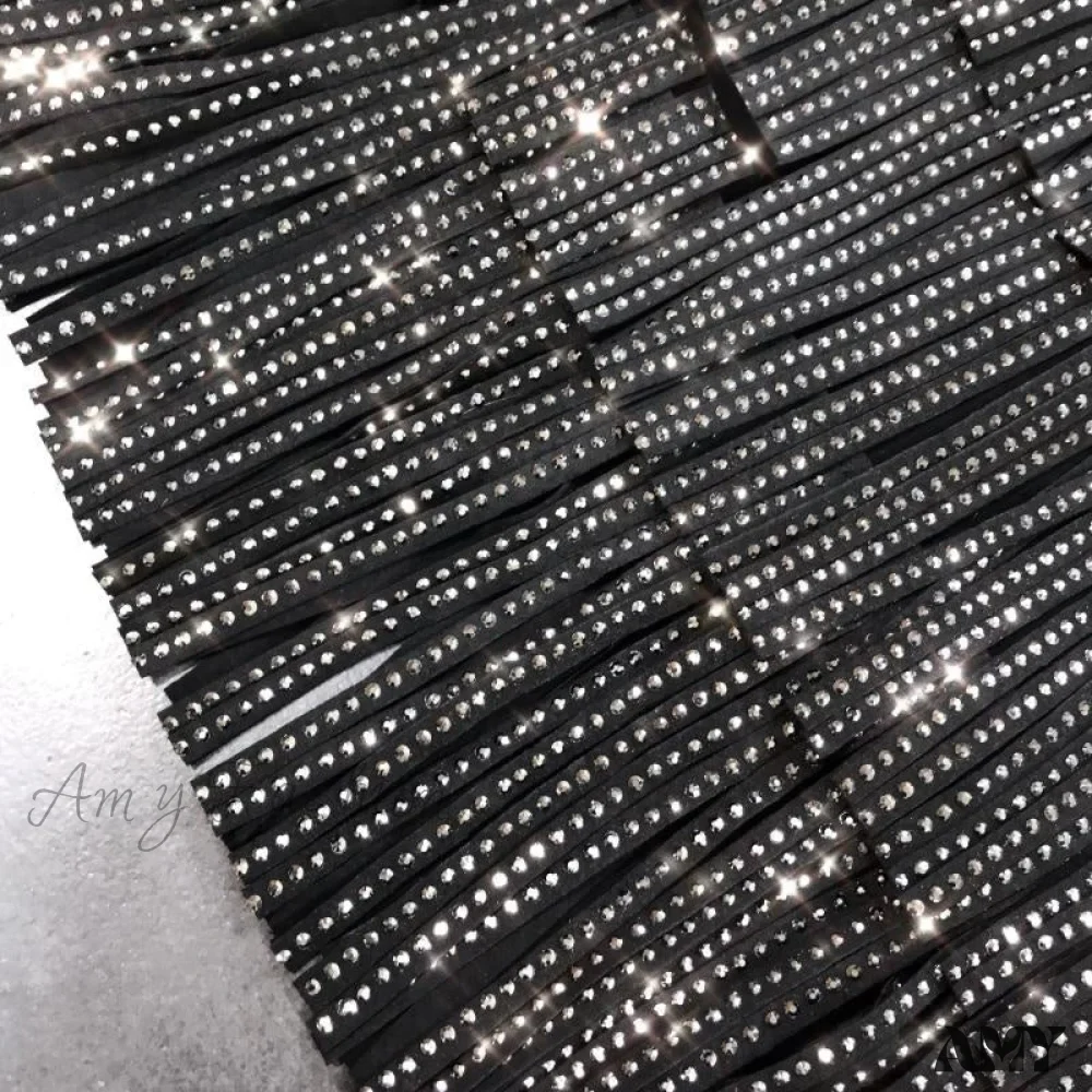 Amy Fashion - Rhinestones Tassel  High Waist Belt Skirt - Image 5