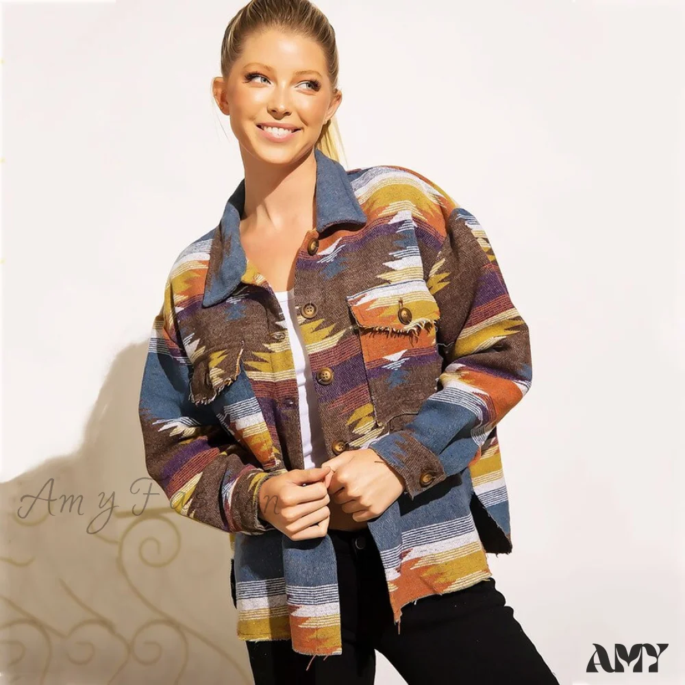 Amy Fashion - Denim Stitched Wool Coat - Image 10