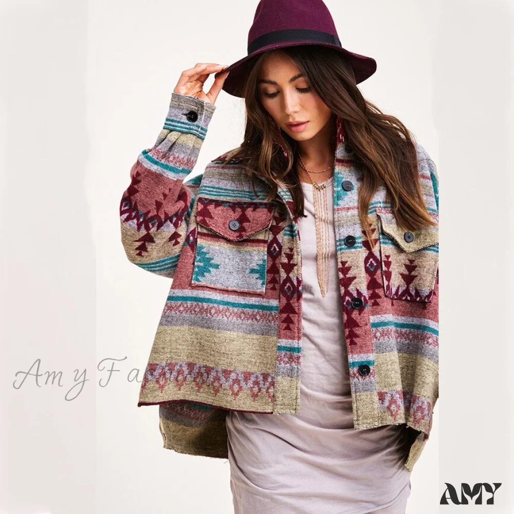 Amy Fashion - Denim Stitched Wool Coat - Image 2