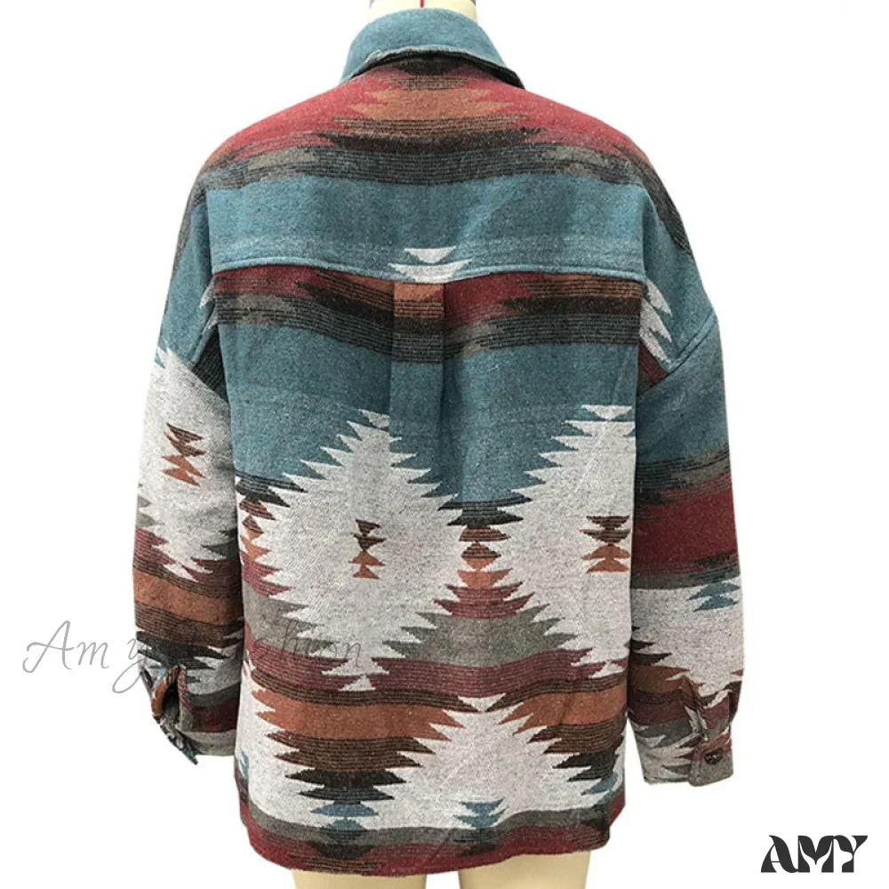 Amy Fashion - Denim Stitched Wool Coat - Image 7