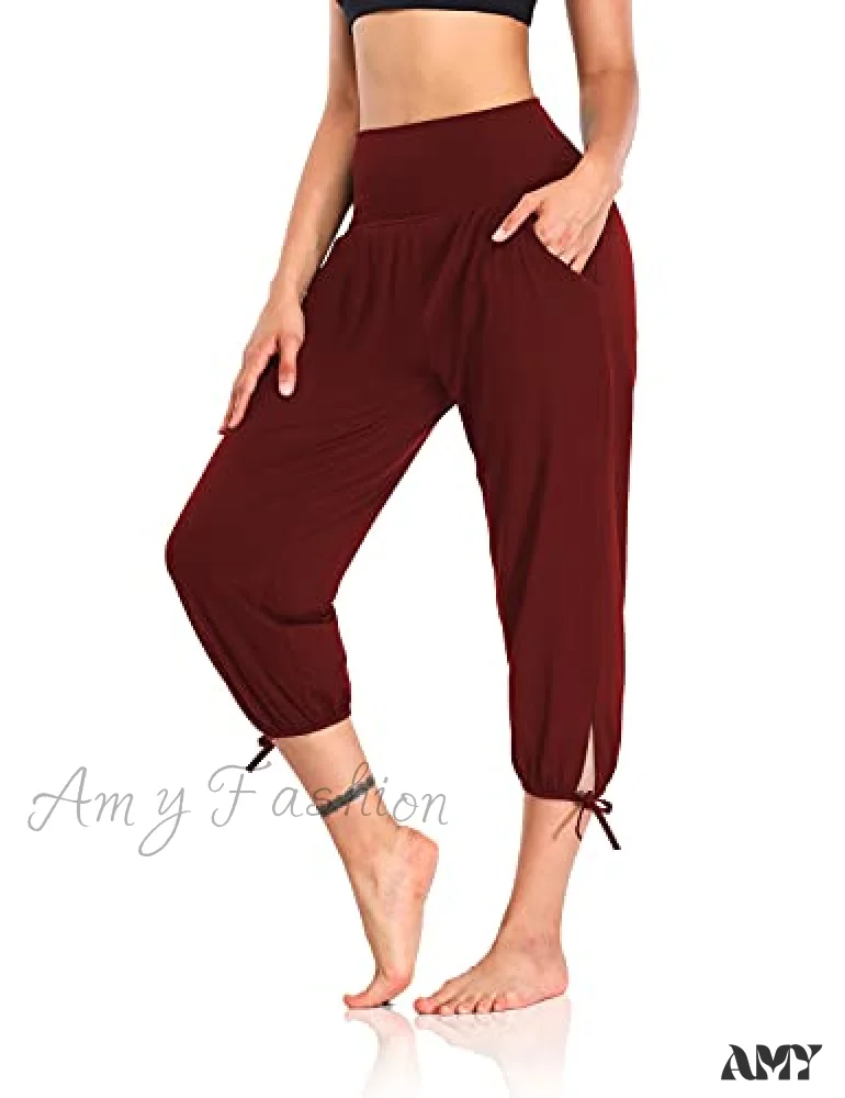 Amy Fashion - Loose Workout Sweatpants Comfy Lounge Joggers Capri Pants - Image 10