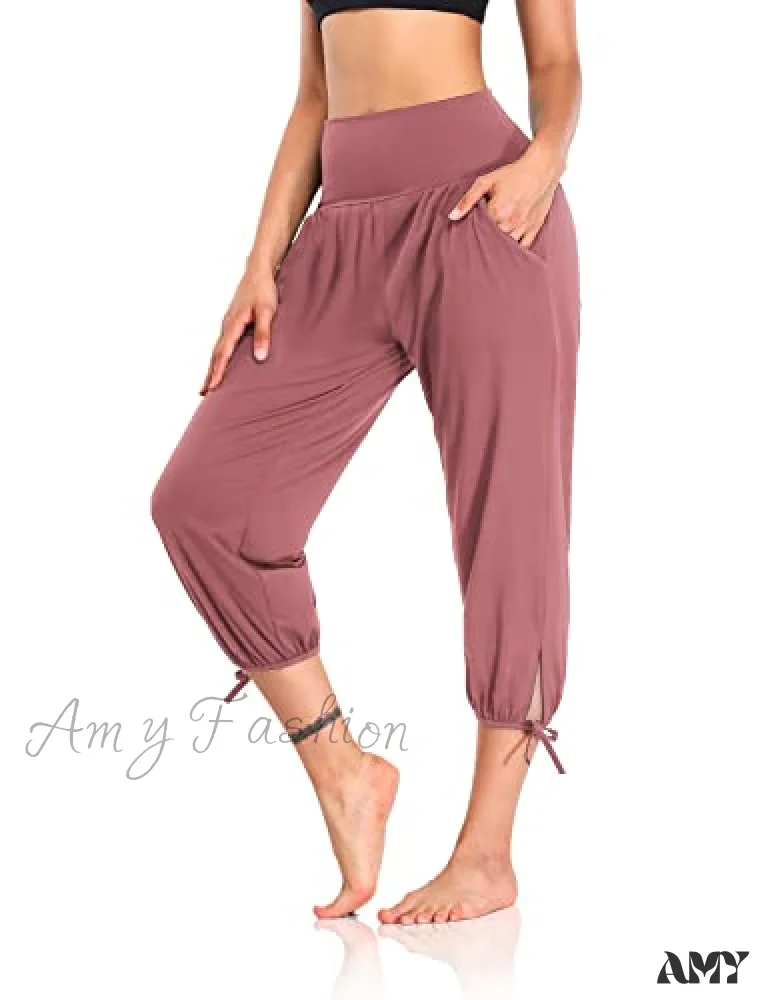Amy Fashion - Loose Workout Sweatpants Comfy Lounge Joggers Capri Pants - Image 11