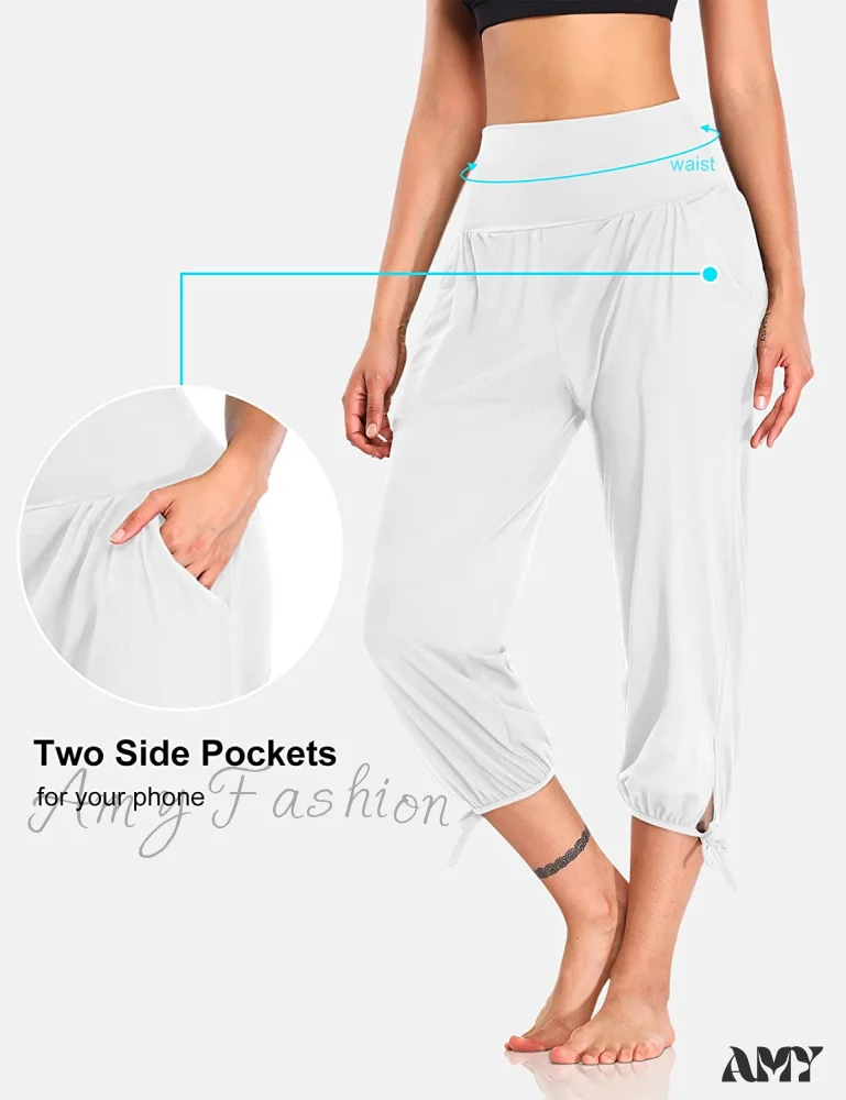 Amy Fashion - Loose Workout Sweatpants Comfy Lounge Joggers Capri Pants - Image 14