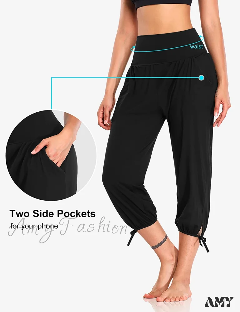 Amy Fashion - Loose Workout Sweatpants Comfy Lounge Joggers Capri Pants - Image 4