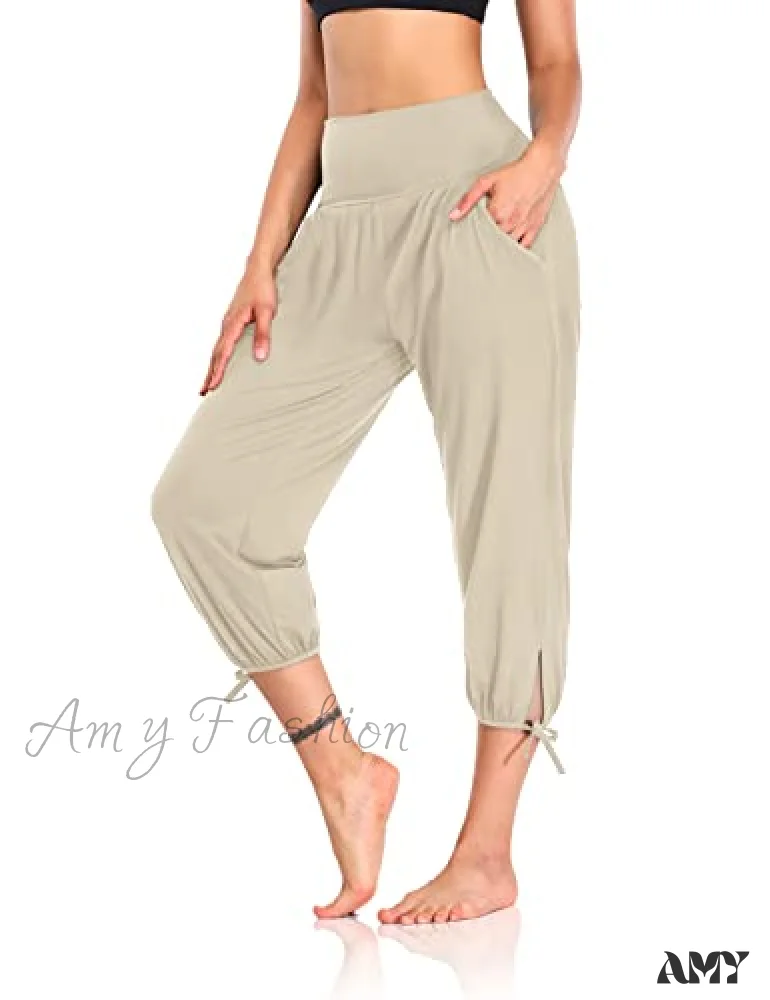 Amy Fashion - Loose Workout Sweatpants Comfy Lounge Joggers Capri Pants - Image 7