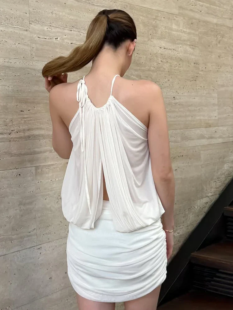Draped Strapless Mesh Maxi Party Dress - Image 2