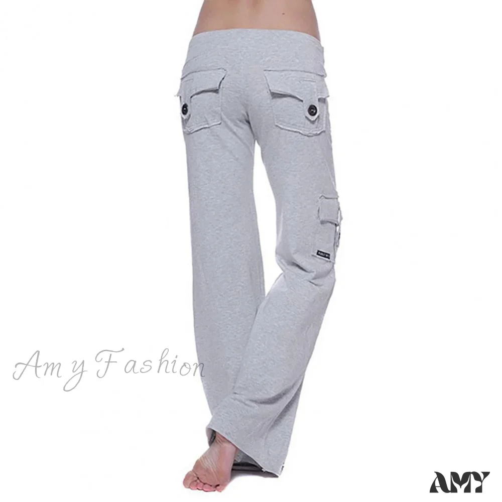 Amy Fashion - Strong Elastic Wide Leg Soft Sports Drawstring Straight Cargo Pants - Image 4