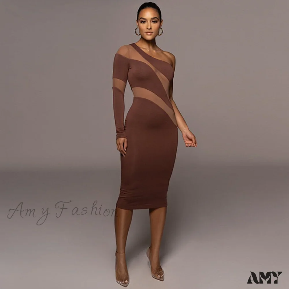 Amy Fashion - Patchwork Sexy Backless Bodycon Midi Dresses - Image 2