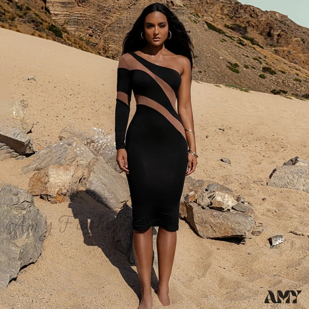 Amy Fashion - Patchwork Sexy Backless Bodycon Midi Dresses - Image 5