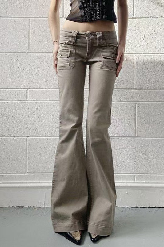 Edgy Low Waist Utility Bootcut Jeans - Image 3