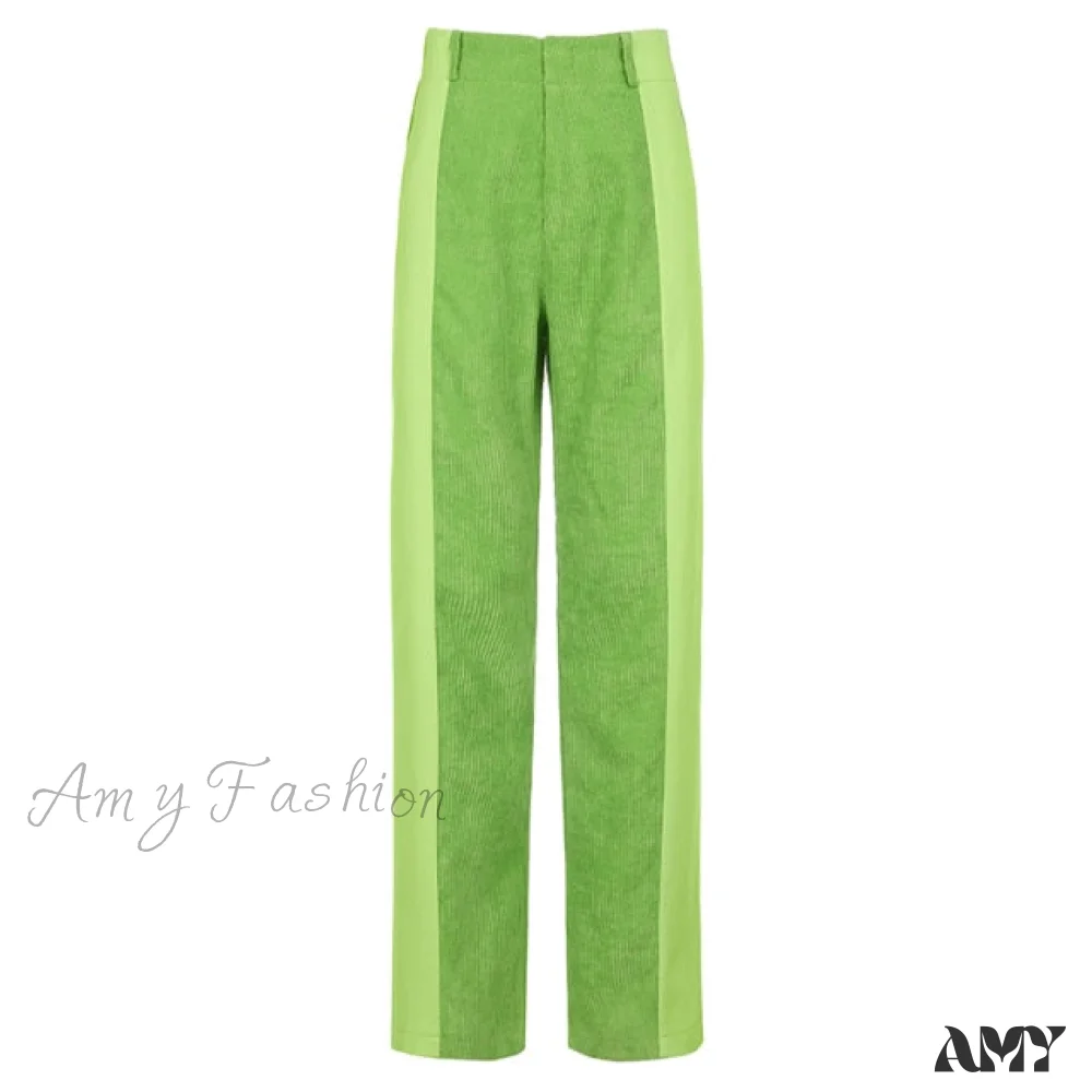 Amy Fashion - Elastic High Waist Corduroy Pants - Image 2