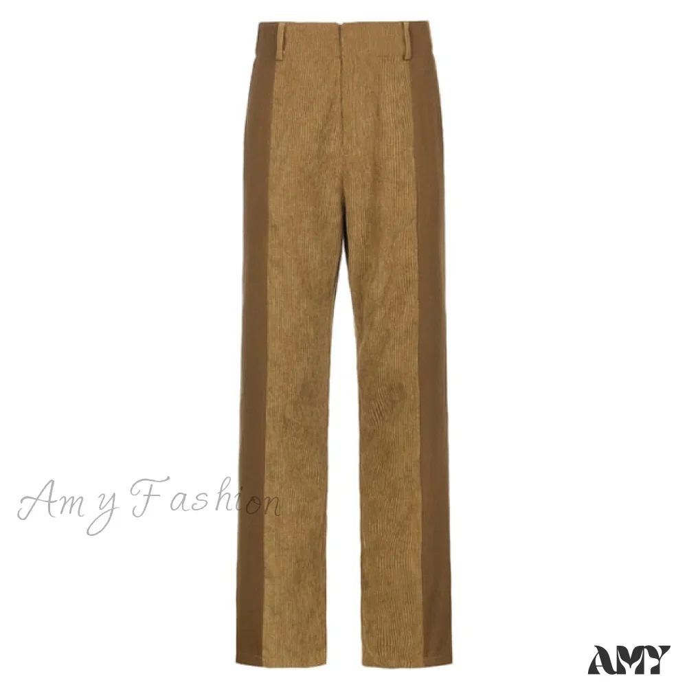 Amy Fashion - Elastic High Waist Corduroy Pants - Image 3