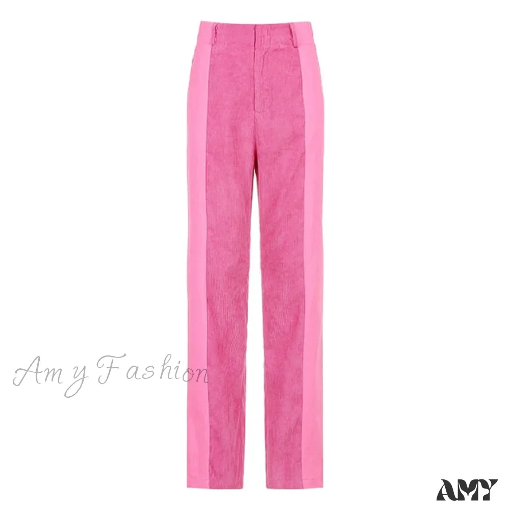 Amy Fashion - Elastic High Waist Corduroy Pants - Image 4