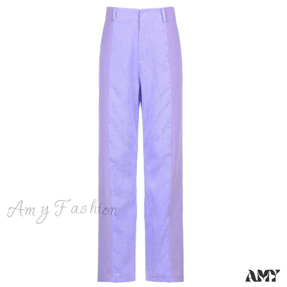 Amy Fashion - Elastic High Waist Corduroy Pants - Image 5