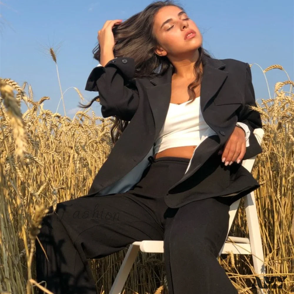 Amy Fashion - Elegant Black Single-breasted Women Blazer - Image 3