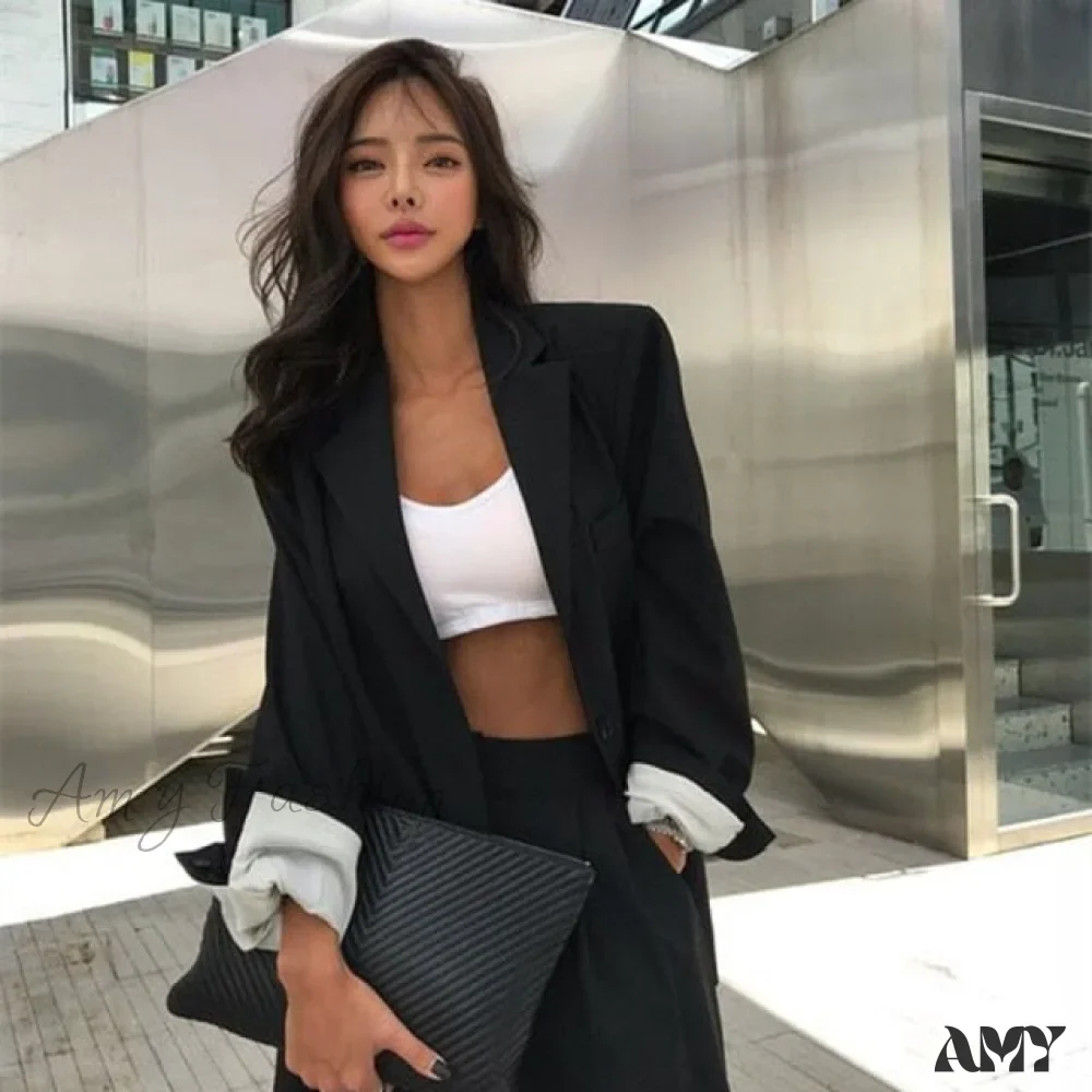 Amy Fashion - Elegant Black Single-breasted Women Blazer - Image 4
