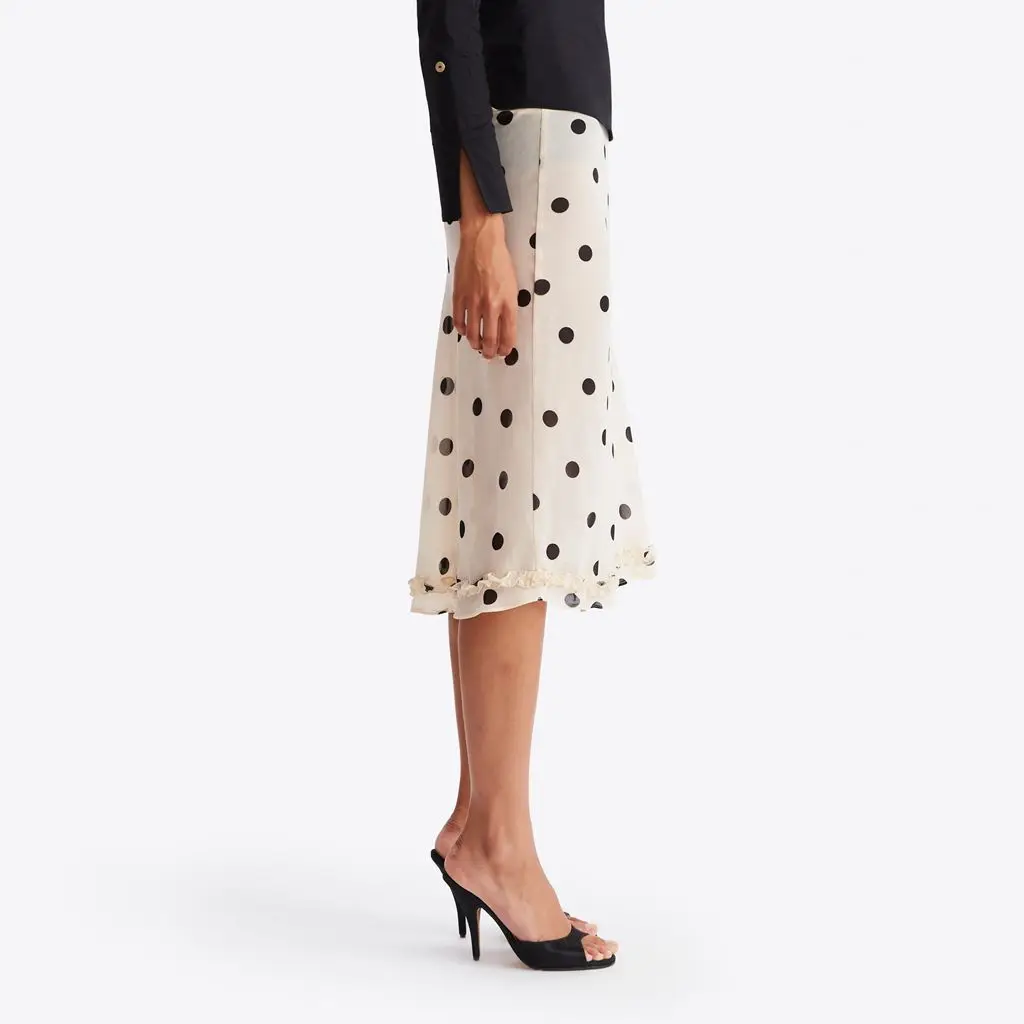 Elegant Dot Pattern Sheer Mesh Skirt - Image 2
