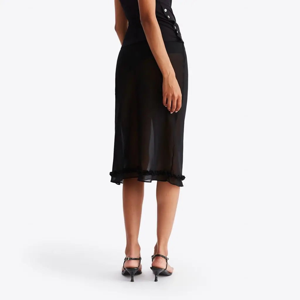 Elegant Dot Pattern Sheer Mesh Skirt - Image 5