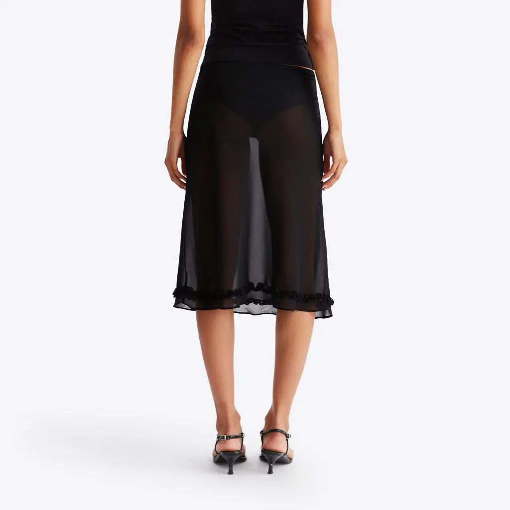Elegant Dot Pattern Sheer Mesh Skirt - Image 6