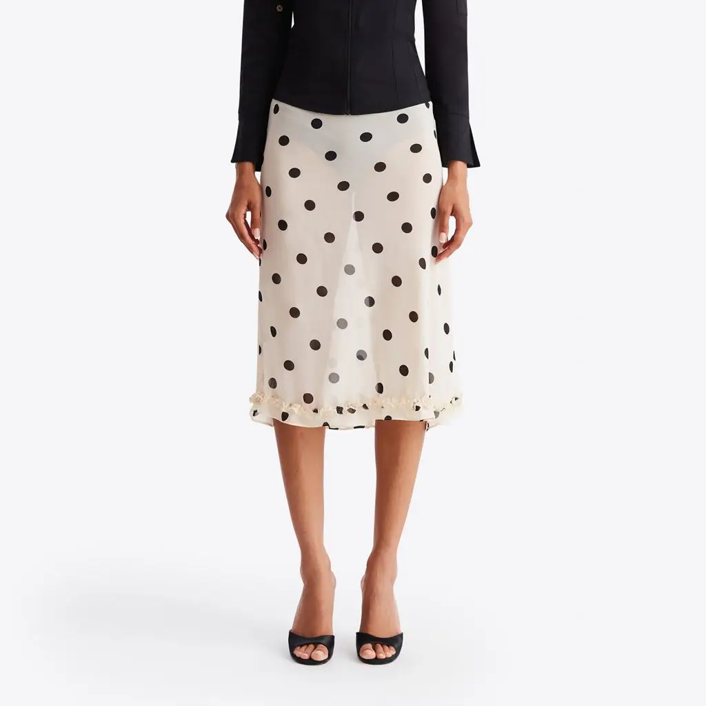 Elegant Dot Pattern Sheer Mesh Skirt - Image 7