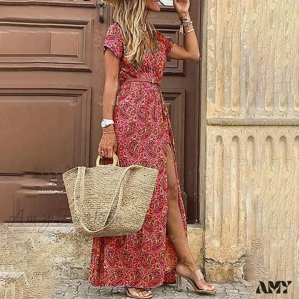 Amy Fashion - Elegant Evening Summer Long Boho Dress - Image 3