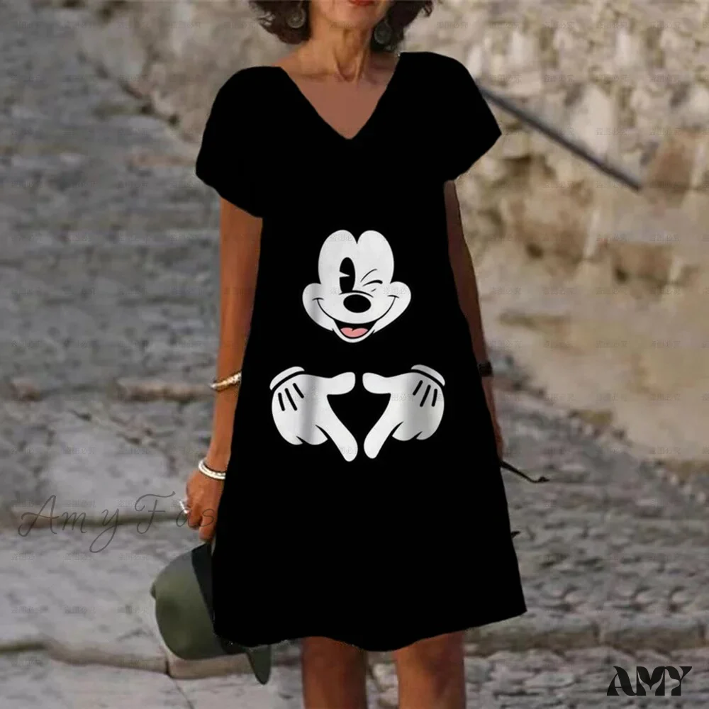 Amy Fashion - Elegant Minnie Mickey Mouse 3D Printed Dress - Image 15