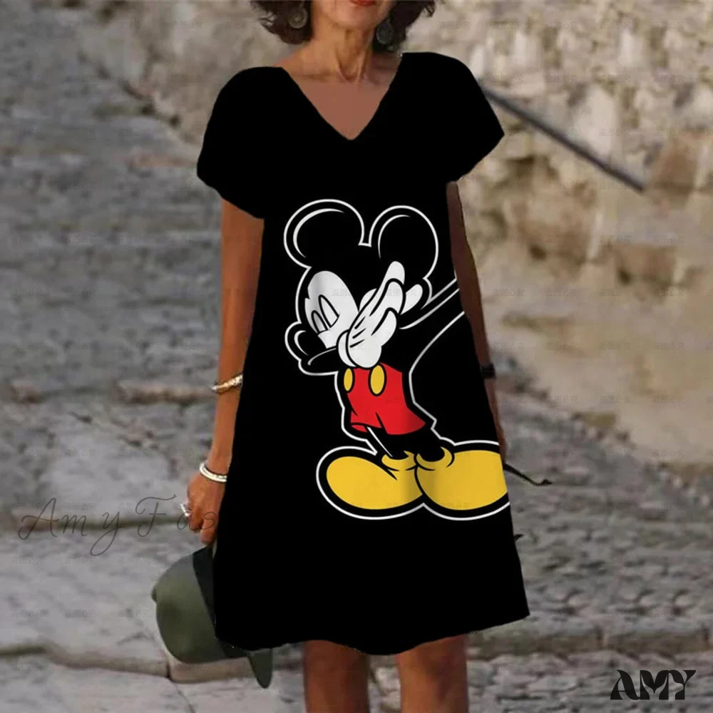 Amy Fashion - Elegant Minnie Mickey Mouse 3D Printed Dress - Image 2