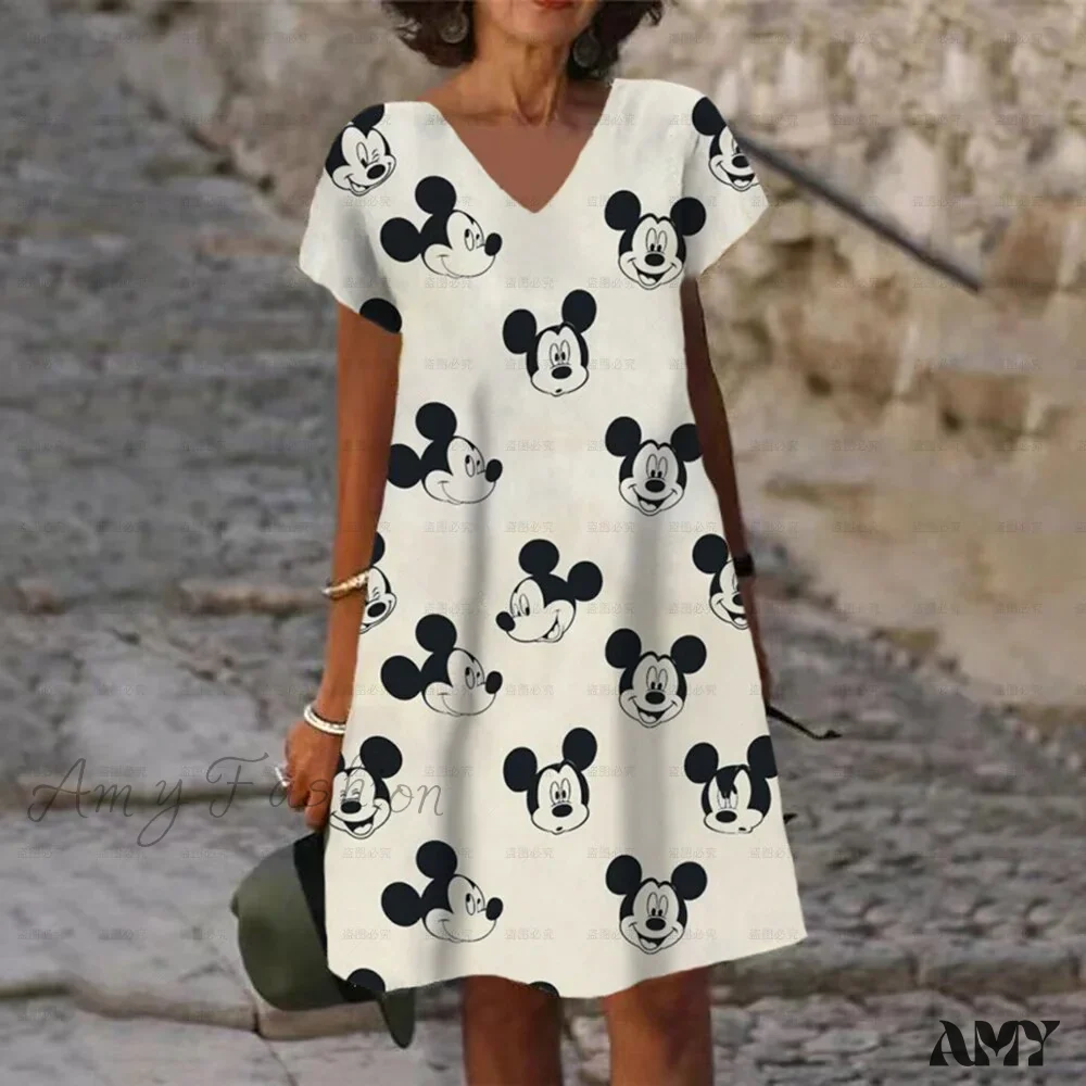 Amy Fashion - Elegant Minnie Mickey Mouse 3D Printed Dress - Image 20