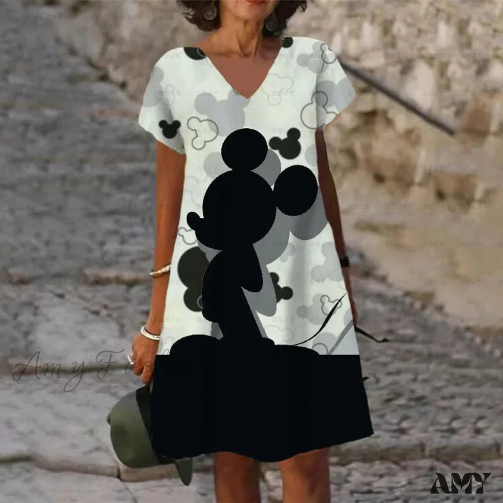 Amy Fashion - Elegant Minnie Mickey Mouse 3D Printed Dress - Image 5
