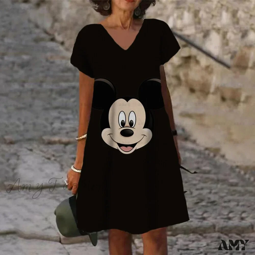 Amy Fashion - Elegant Minnie Mickey Mouse 3D Printed Dress - Image 6