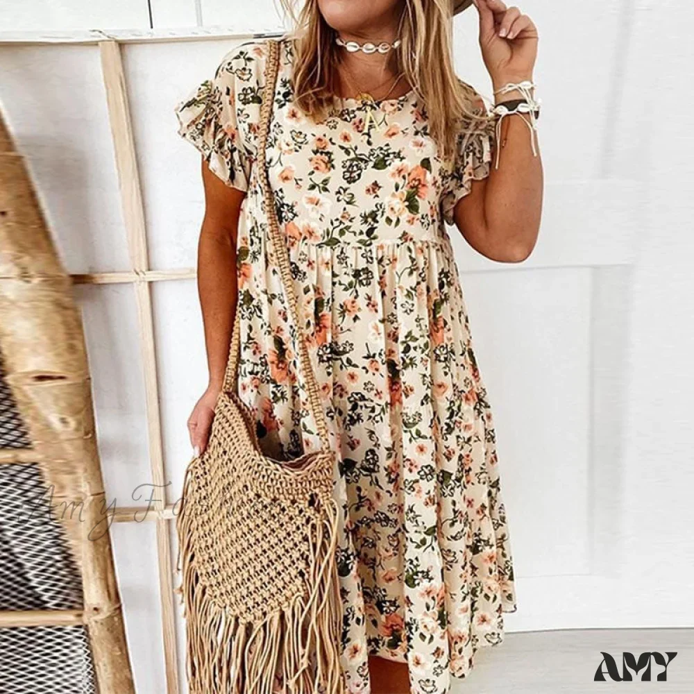 Amy Fashion - Elegant O-Neck Loose Mini Party Dresses