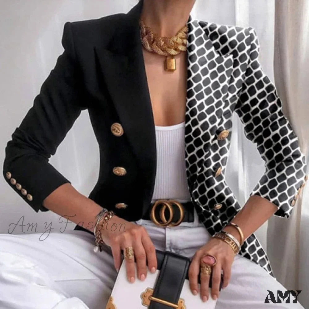 Amy Fashion - Elegant Office Lady Double Breasted Blazers - Image 2