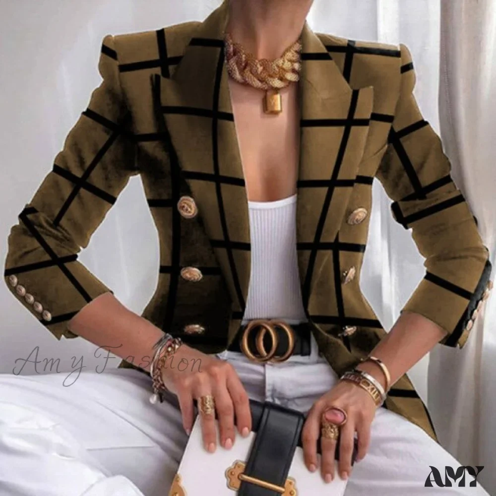 Amy Fashion - Elegant Office Lady Double Breasted Blazers - Image 4