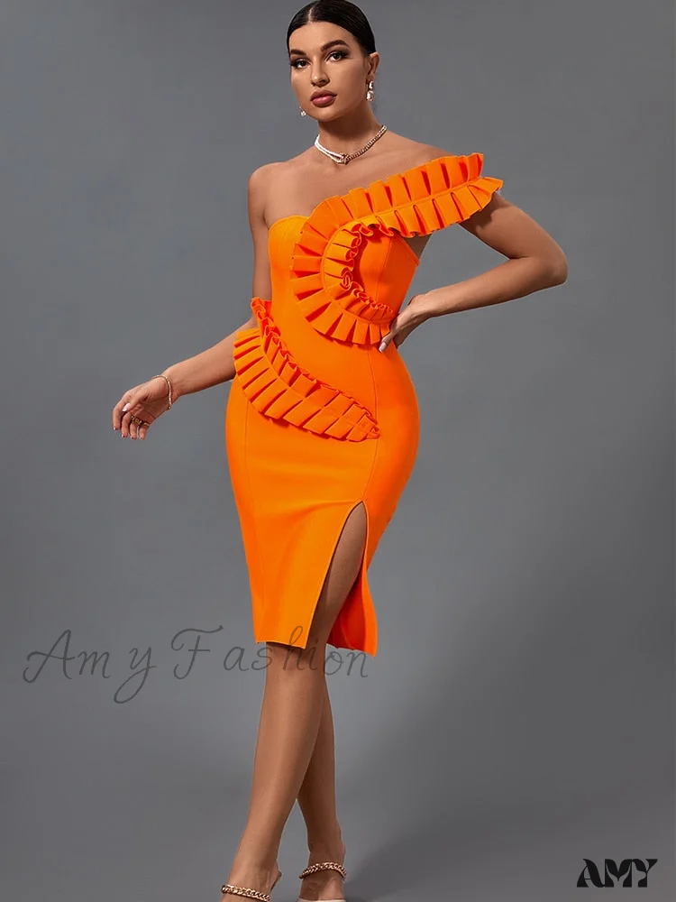 Amy Fashion - Elegant Sexy One Shoulder Evening Club Party Dress - Image 5