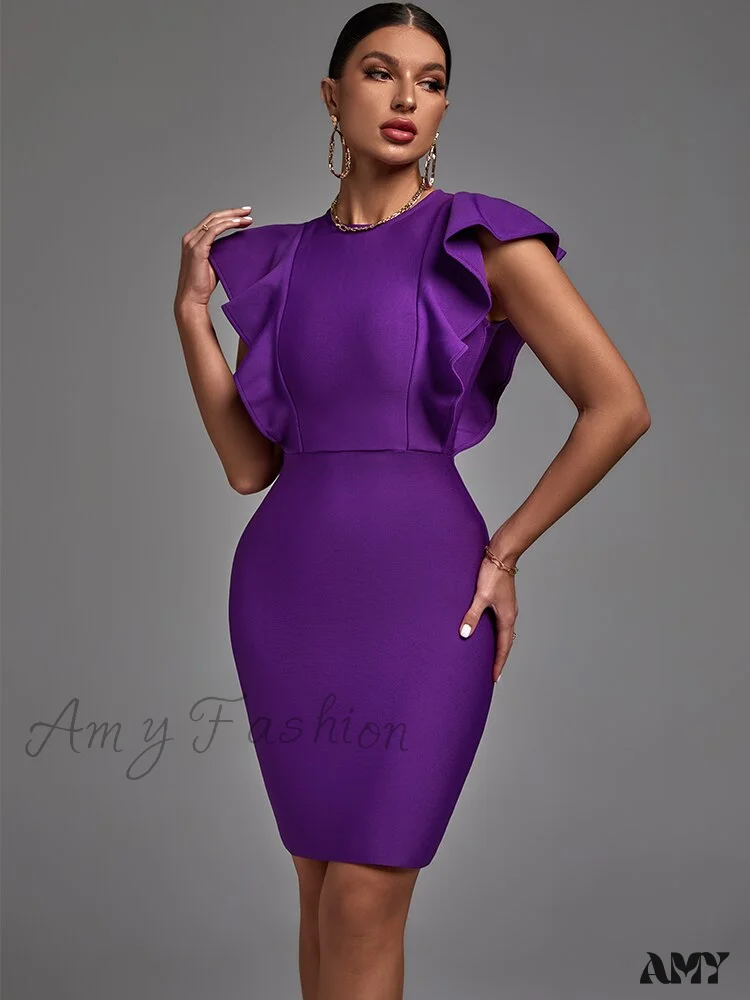 Amy Fashion - Elegant Sexy Ruffle Club Party Dress - Image 3