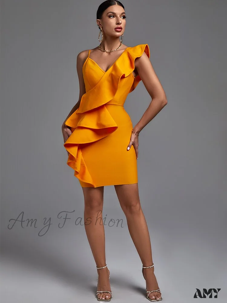 Amy Fashion - Elegant Sexy Ruffle Evening Club Party Dress - Image 4