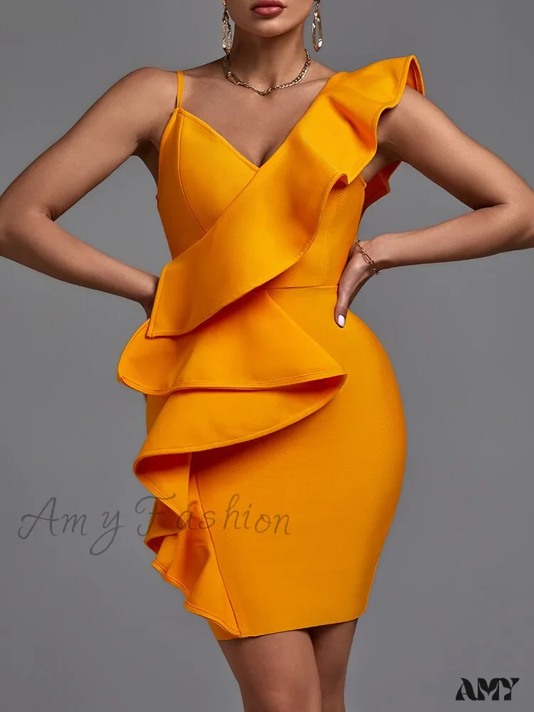 Amy Fashion - Elegant Sexy Ruffle Evening Club Party Dress - Image 8