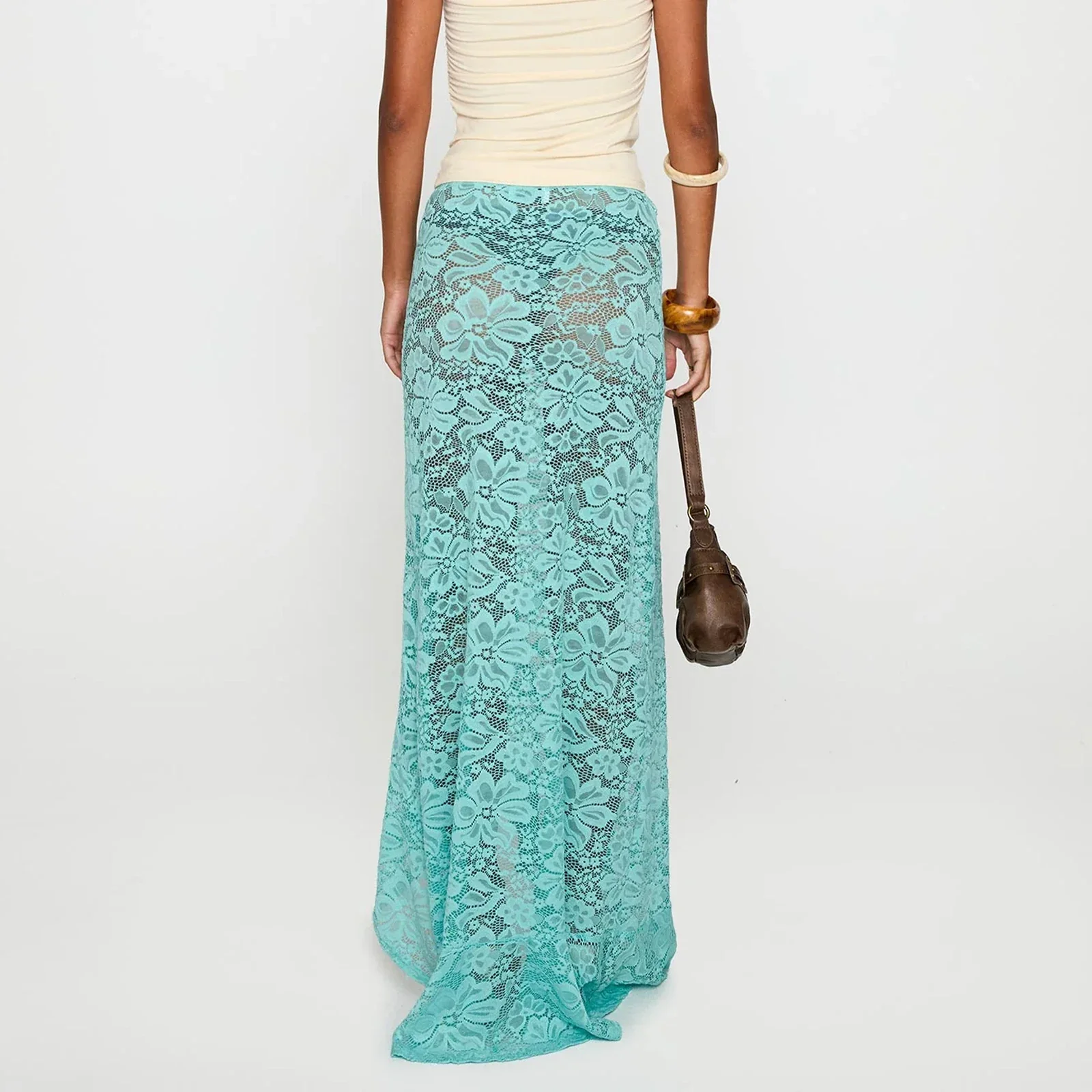 Elegant Sheer Lace High Waist Skirt - Image 2