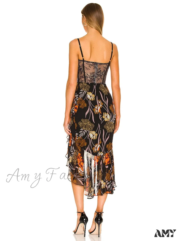 Amy Fashion - Elegant Sleeveless Print Asymmetrical Hem Dresses - Image 8