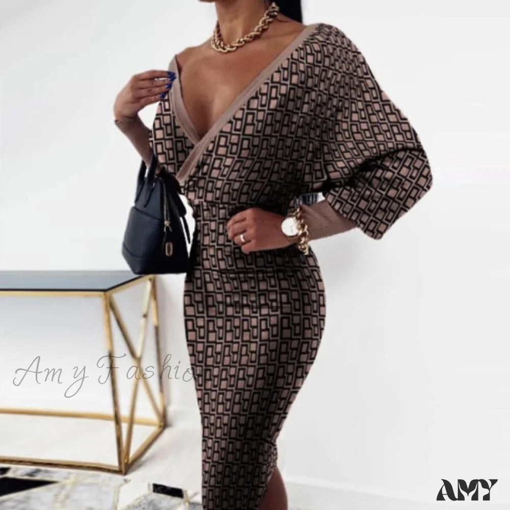 Amy Fashion - Elegant V Neck Lace Patchwork Ladies Dresses - Image 3
