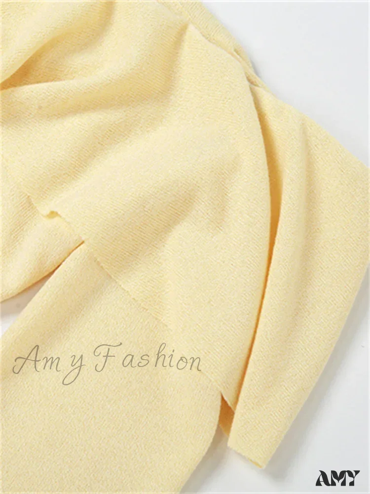 Amy Fashion - Elegant Women Knitted Evening  Solid  Sleeve Slash Neck Off Shoulder Ruffles Party Female Vestido - Image 4