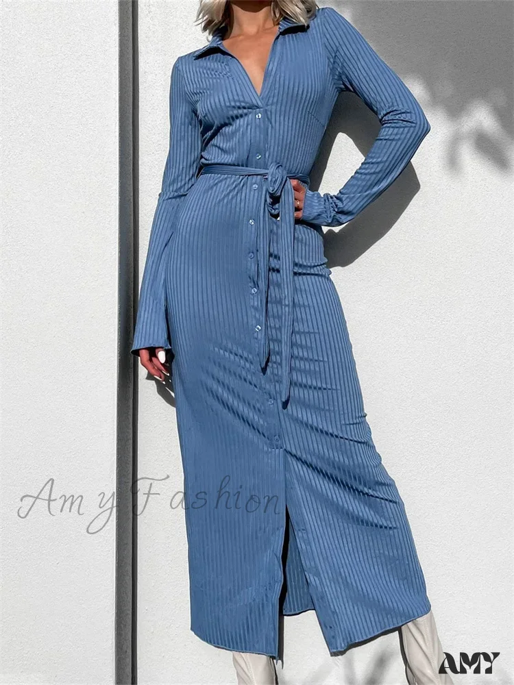 Amy Fashion - Elegant Women  Sleeve Shirt Solid Casual Buttons Up Party Beach Cocktail Club Vestido Streetwear - Image 6