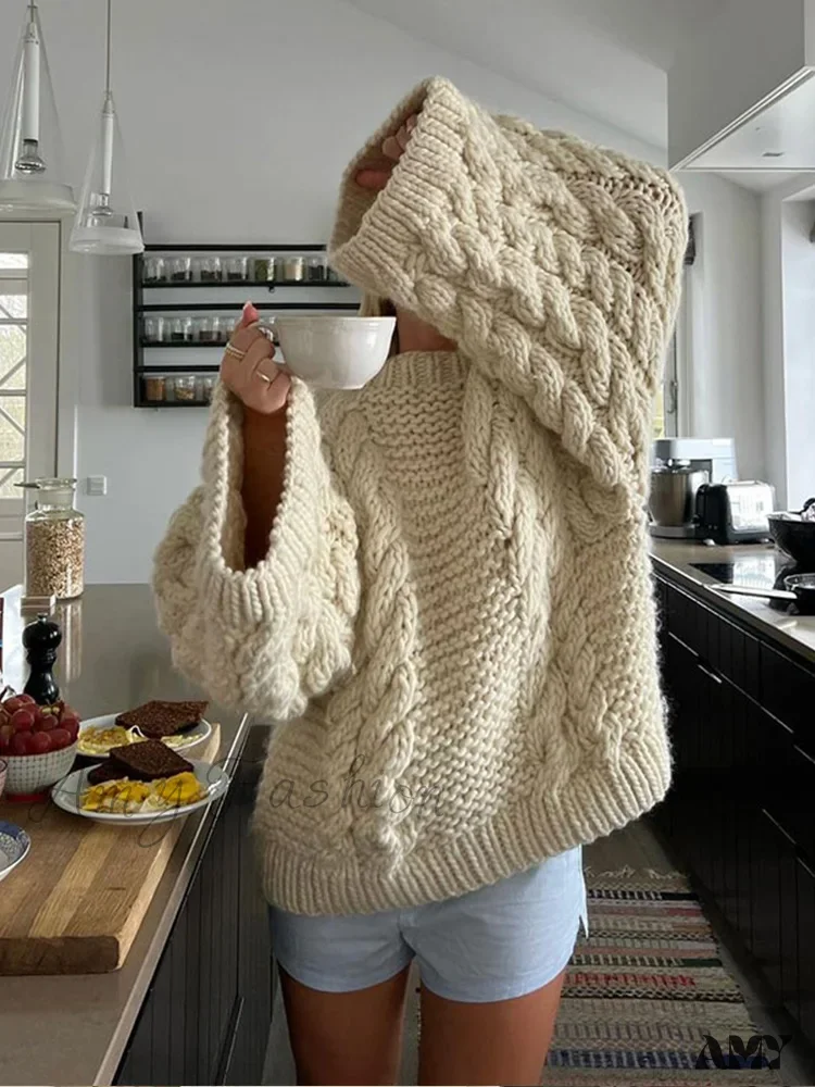 Elegant Women's Fried Dough Twists Casual Fashion Long Wide Sleeved Sweater - Image 2