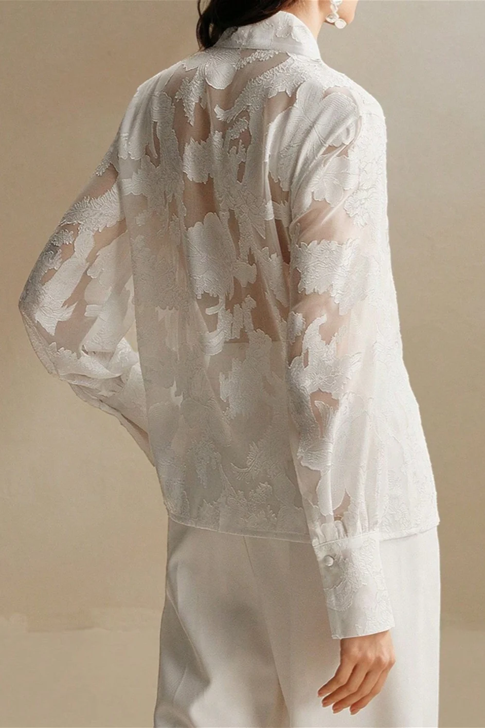 Embroidered Turtleneck Casual Spring-Summer Blouse - Image 3
