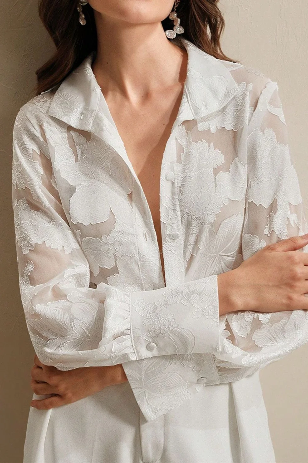 Embroidered Turtleneck Casual Spring-Summer Blouse - Image 4