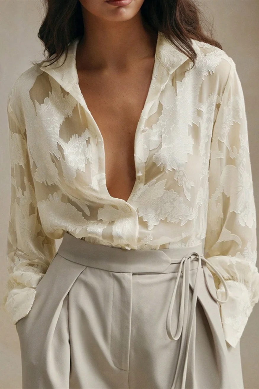 Embroidered Turtleneck Casual Spring-Summer Blouse - Image 6