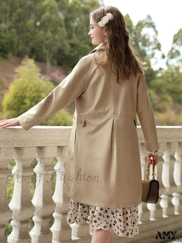 England Style Retro Long Windbreaker Wide-waisted Solid Coat - Image 4